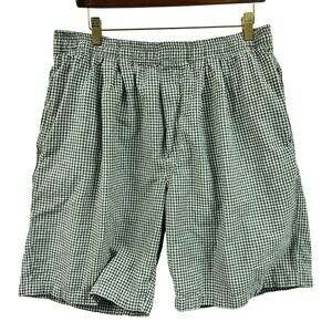 Vintage men's Santana Blue 36/38 cotton plaid shorts 10 in inseam gray black